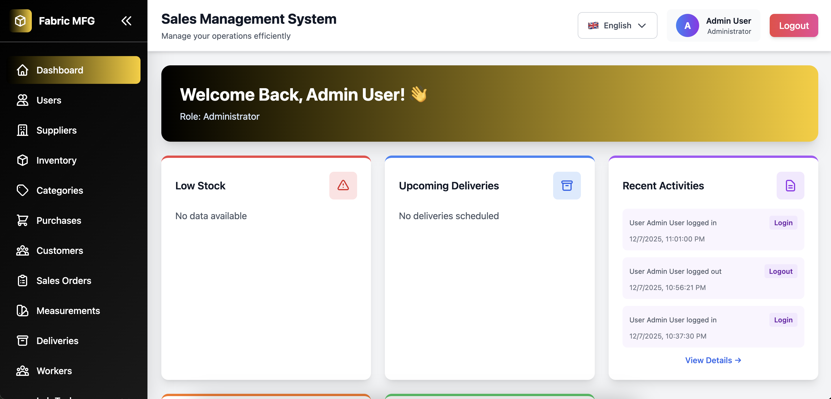 Sales Management Dashboard